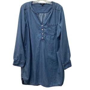 Express Womens Large Button Top Denim Jean Dress 35 Inch Length
